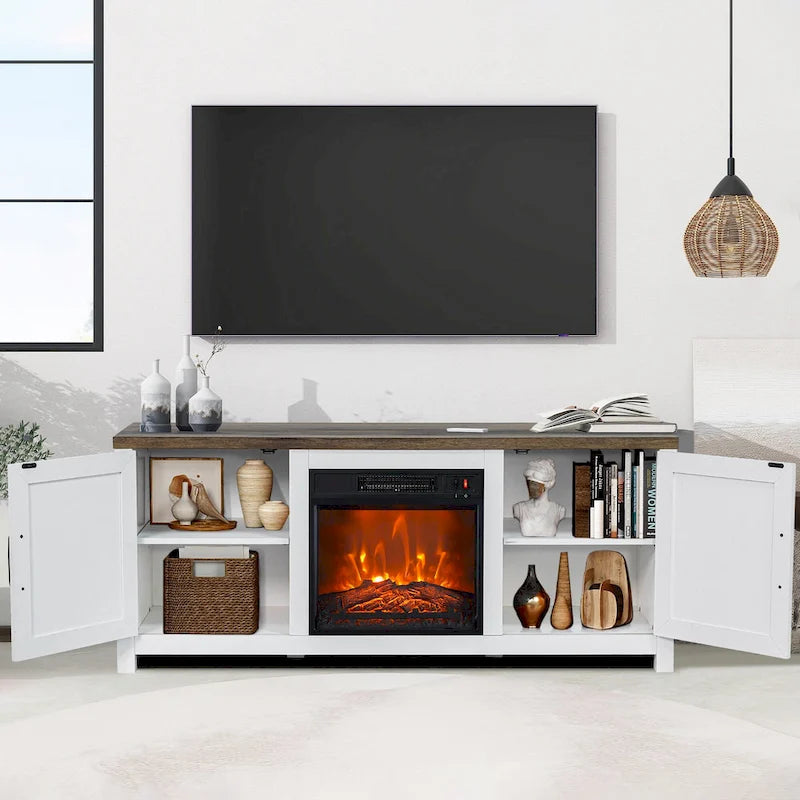 58 Farmhouse Electric Fireplace TV Stands Console Table for TV's up to 65